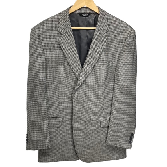 Jos. A. Bank Sport Coat 44R Black and Grey Houndstooth Glen Plaid - Picture 1 of 10